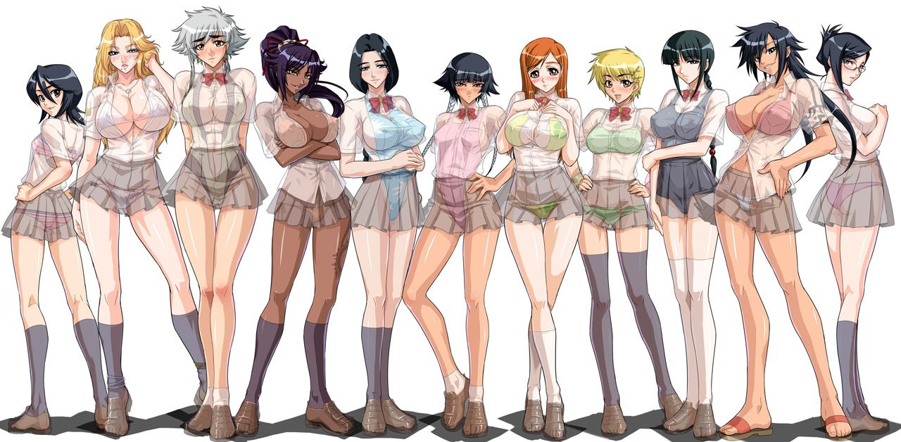 Bleach Girls Line-up Wallpaper - school uniform, stockings, swimsuits, yukata page 6 full