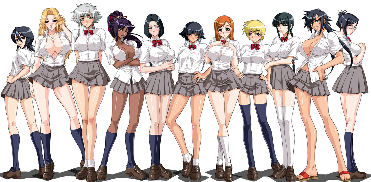 Bleach Girls Line-up Wallpaper - school uniform, stockings, swimsuits, yukata page 7 full
