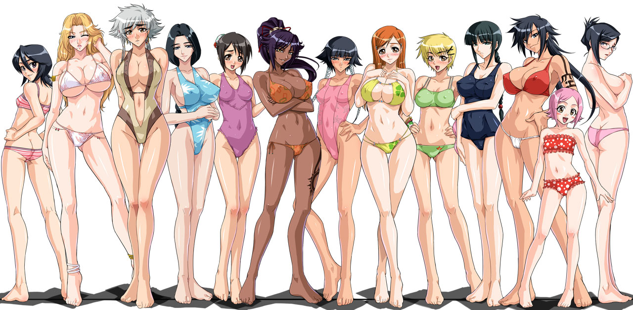 Bleach Girls Line-up Wallpaper - school uniform, stockings, swimsuits, yukata page 9 full