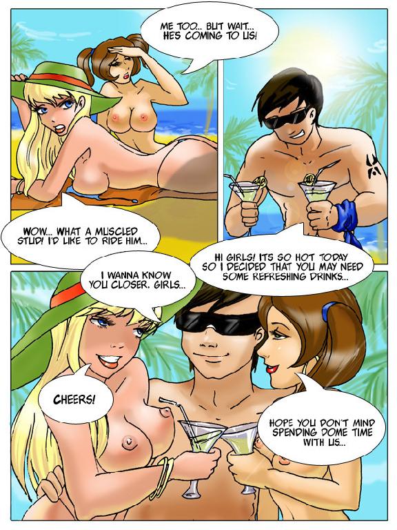 2 girls on the beach &amp; 1 lucky guy page 3 full