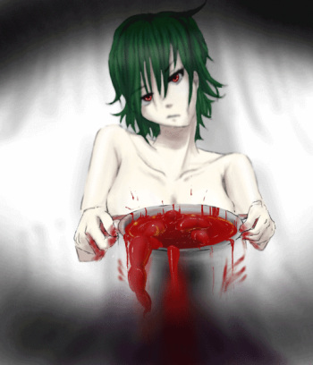 green hair girl gutting and intestine guro cover