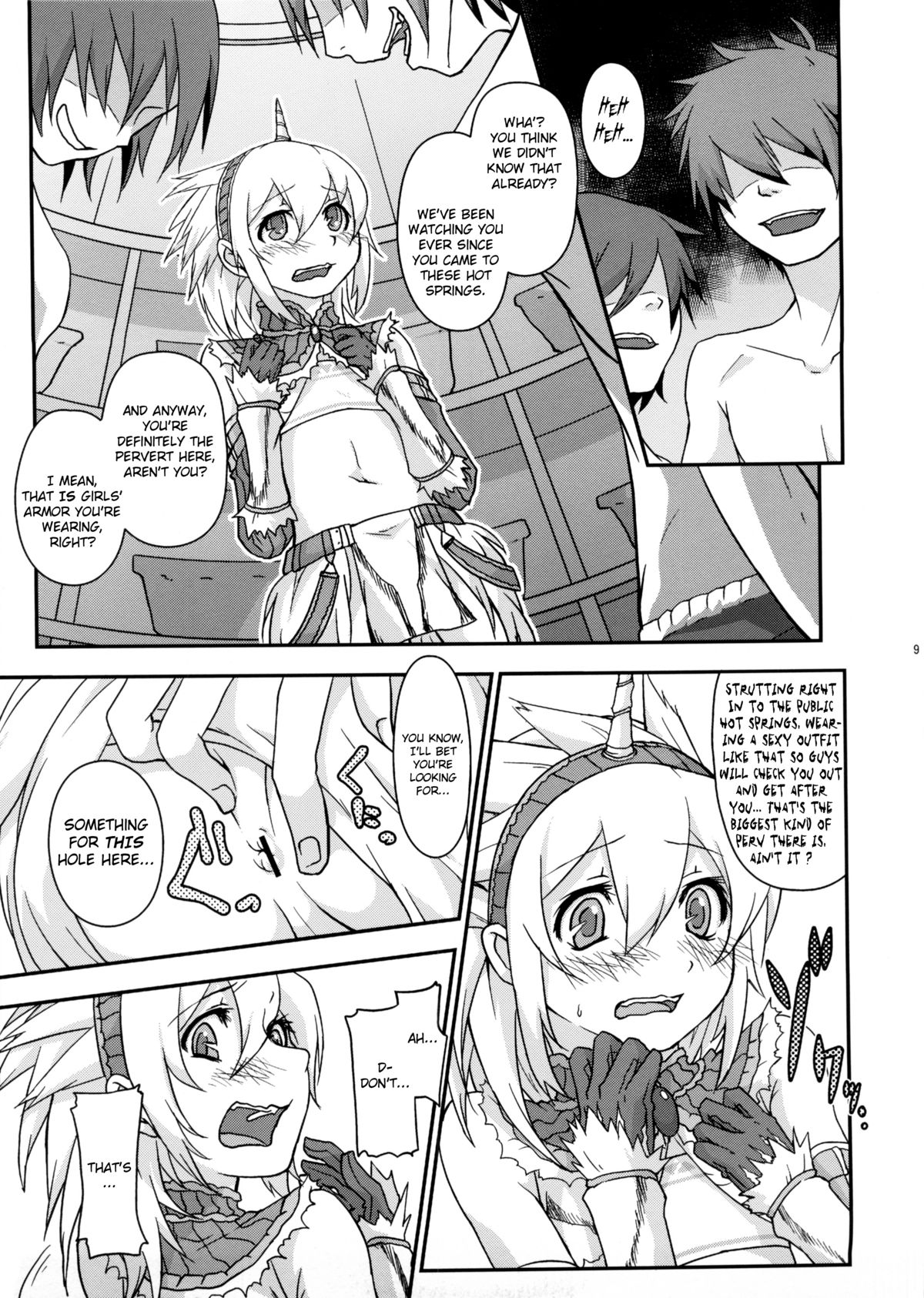 Josou Kirin Soubi ga Yukumo-mura ni Asobi ni Kitara Shuukai Yokujou no Hunter-tachi ni Rape Sarechaimashita. page 9 full