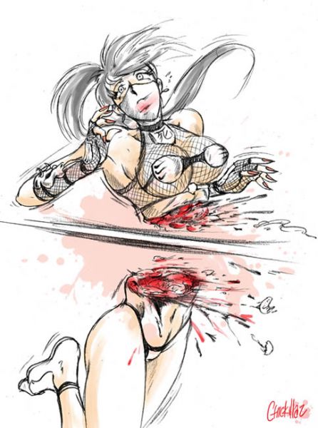 black hair girl cutted into half gore blood guro page 5 full