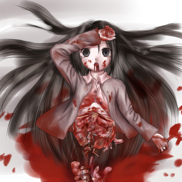 black hair girl cutted into half gore blood guro page 7 full