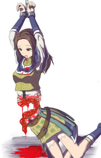black hair girl cutted into half gore blood guro cover