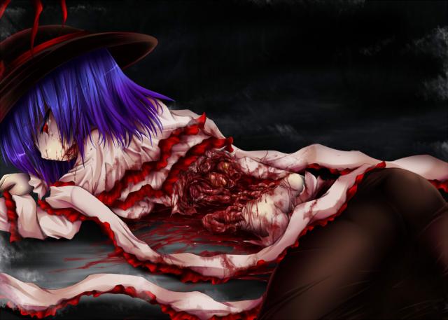 blue hair girl cutted into half guro page 2 full
