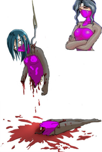 blue hair girl cutted into half guro cover