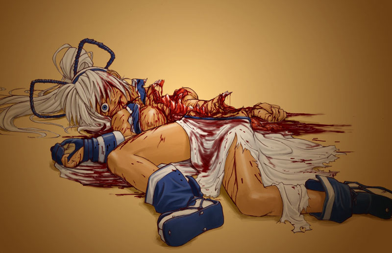 white hair girl cutted into two piece from waist guro page 2 full