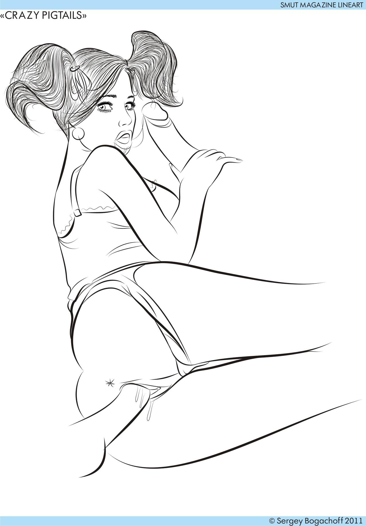SMUT MAGAZINE Crazy pigtails lineart page 10 full