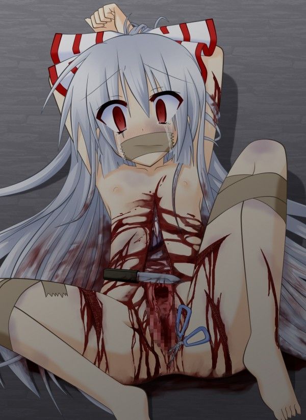 white hair girl gutting, intestine, guro, opening belly page 8 full