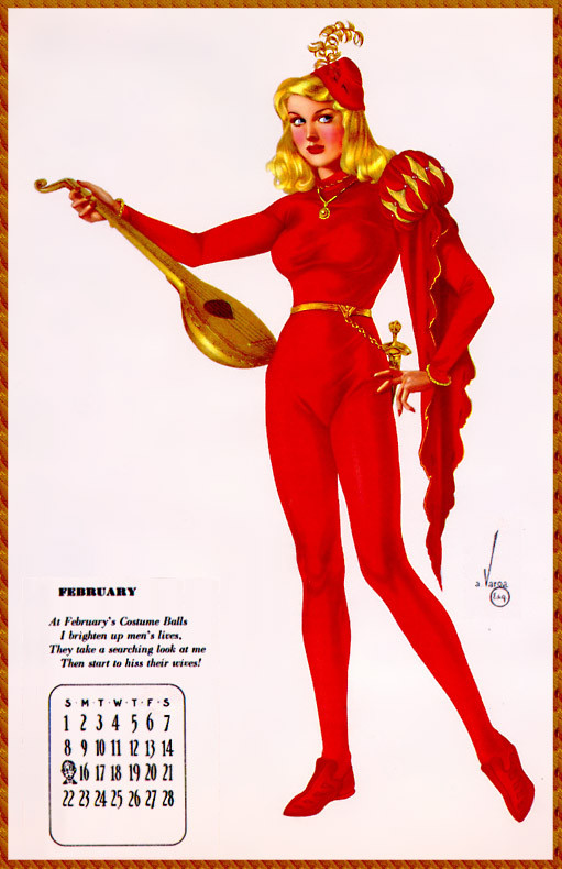 Vintage drawn pinup calender page 2 full