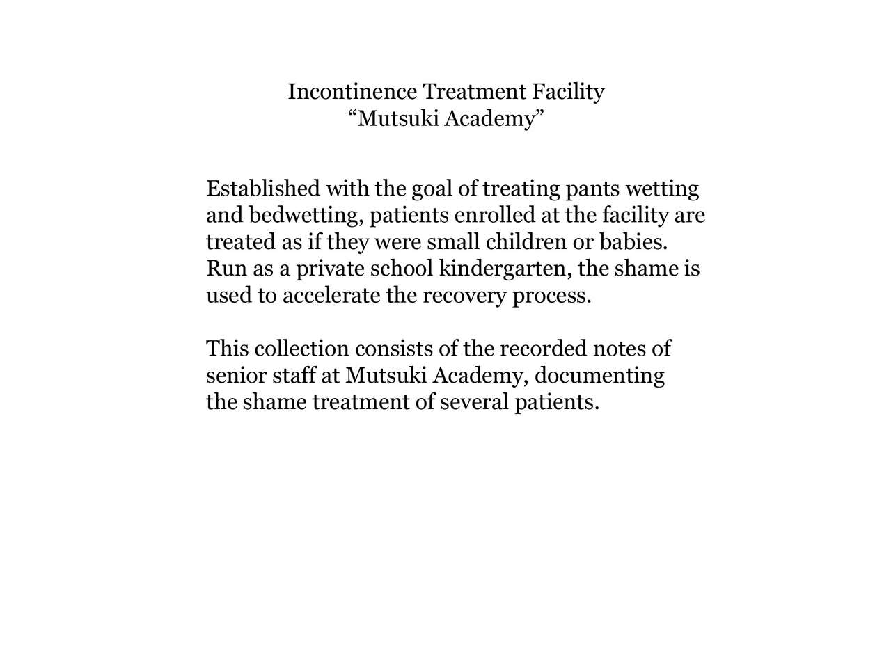 Shikkin Kyousei Shisetsu Mutsuki Gakuen Shuuchi Karte Zenshuu |  Mutsuki Academy - Shame Treatment Anthology page 2 full