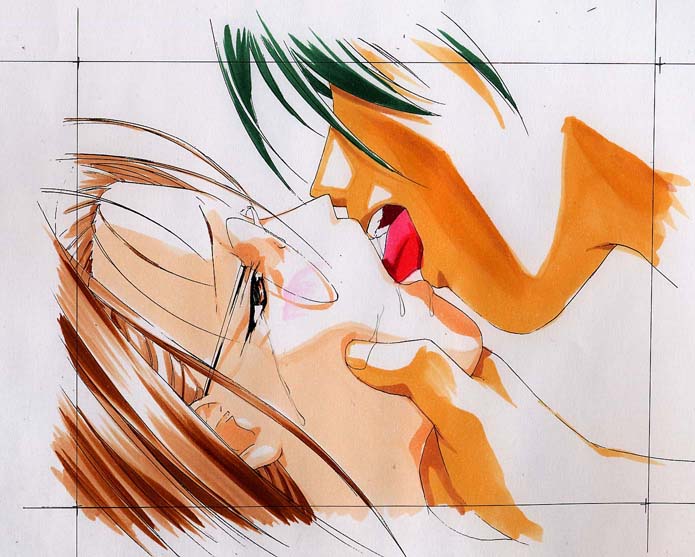 artist: Orimiya Mai  / character sheet drawings for  Bishoku page 1 full