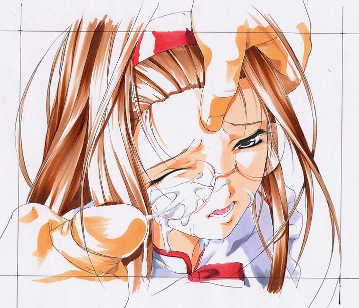 artist: Orimiya Mai  / character sheet drawings for  Bishoku page 2 full