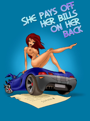 She pays off her bills on her back cover