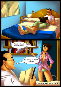 Cleaning of daddy's room turns into the fuck