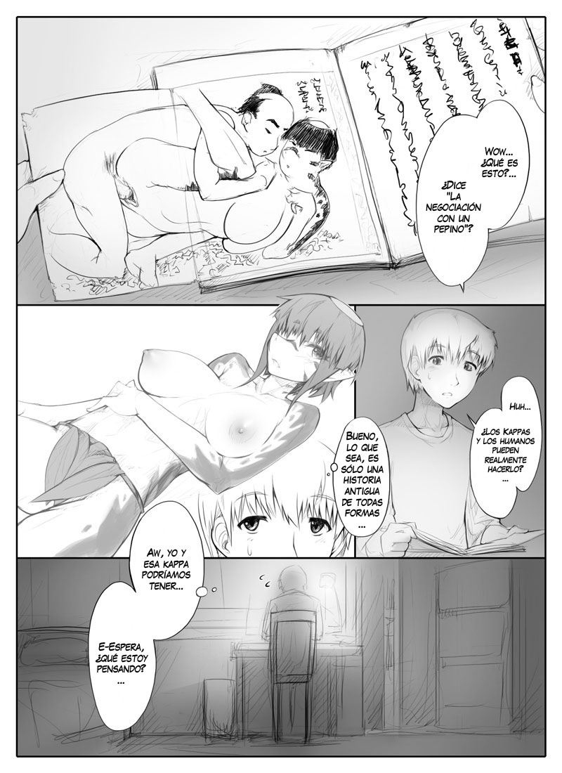 Danna no Fuzai de Karada o Moteamashiteru Hitozuma Kappa wa Kyuuri Wataseba Kantan ni Yareru | La esposa kappa negocia su cuerpo por un pepino cuando su marido está ausente page 8 full