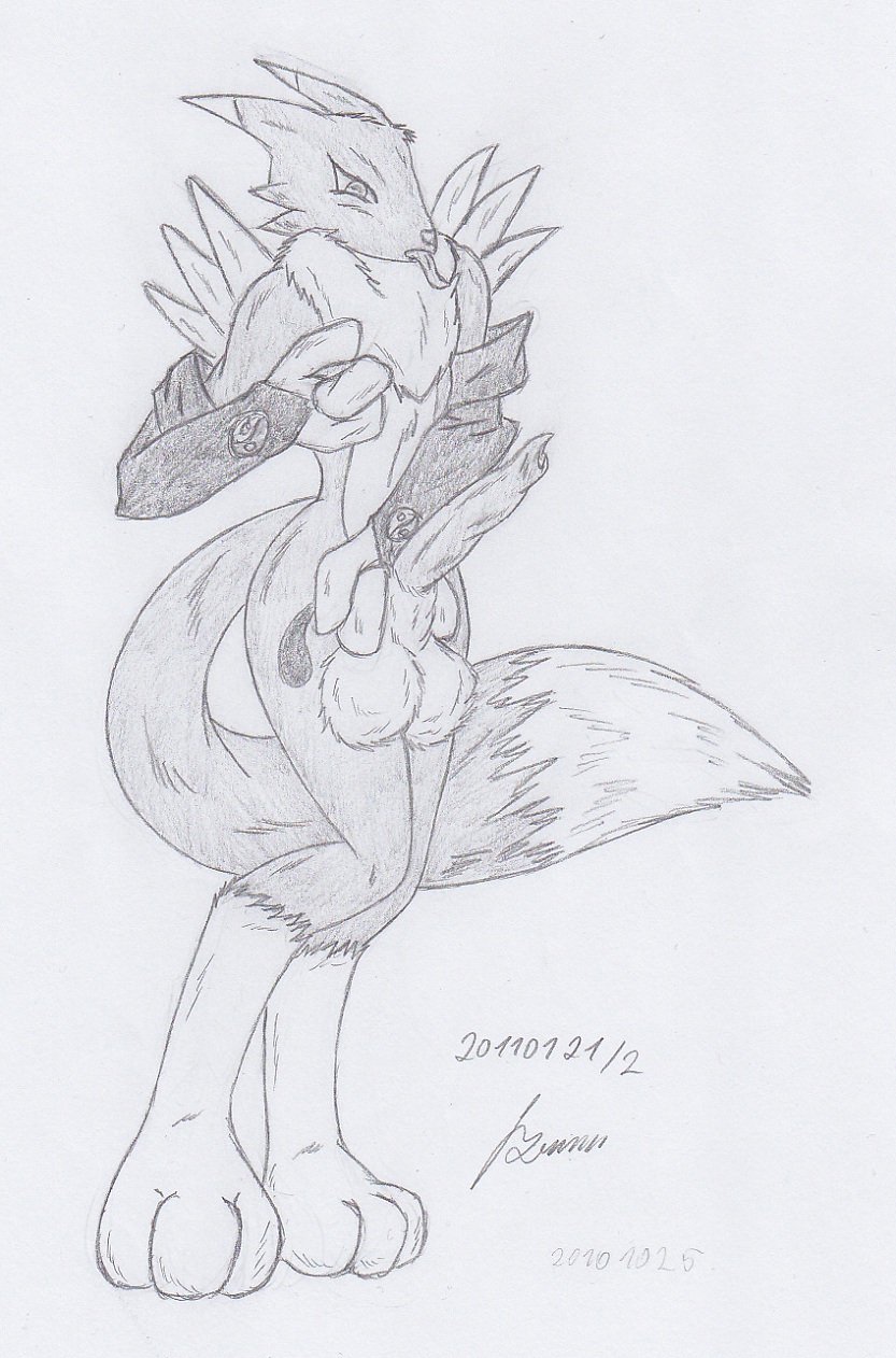 My miny Renamon_digimon tamers Sketches work_1 page 2 full