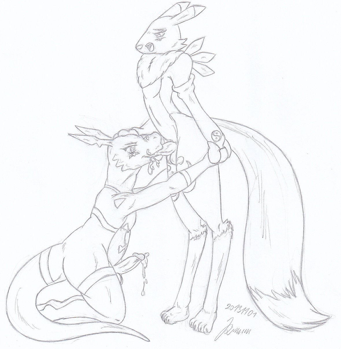My miny Renamon_digimon tamers Sketches work_1 page 4 full