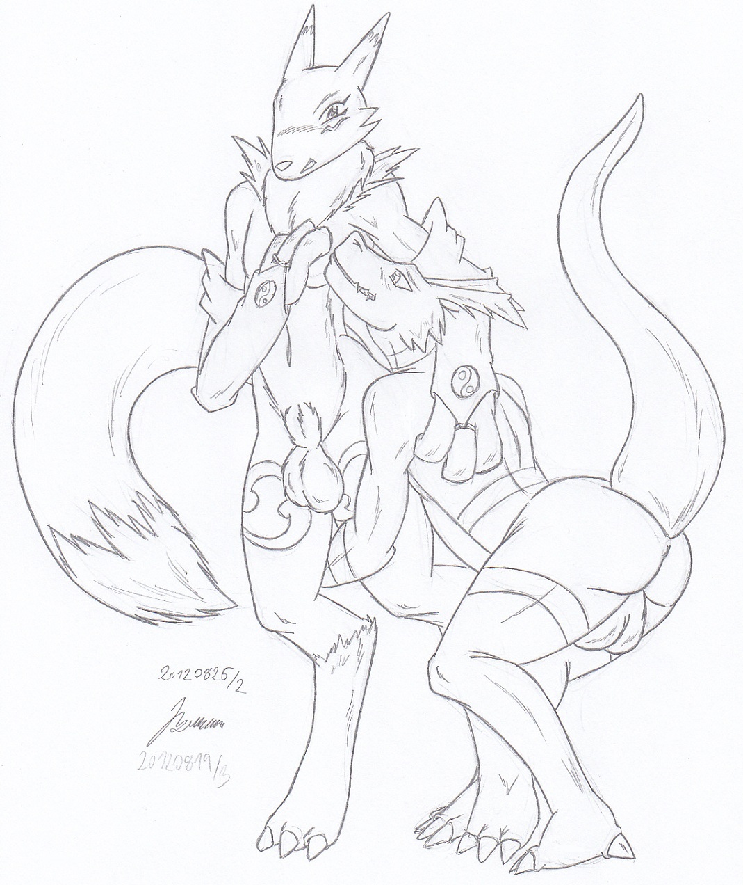 My miny Renamon_digimon tamers Sketches work_1 page 5 full
