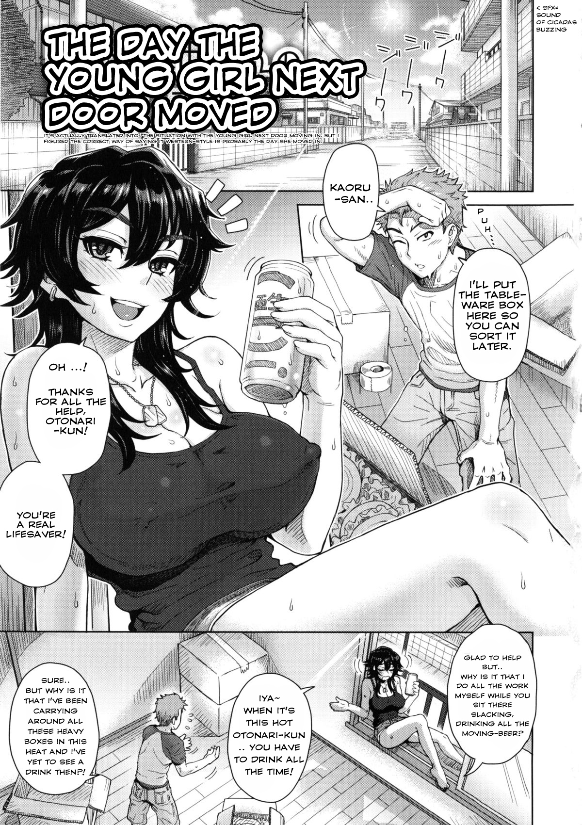 Tonari no Onee-san no Hikkoshi Jijou | The Day the Young Girl Next Door Moved page 1 full