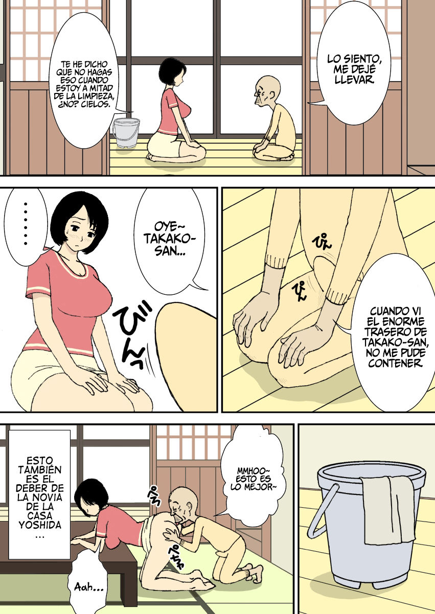 Oji-chan to Gifu to Giri no Musuko to, Kyonyuu Yome. | El Abuelo, el Suegro, el Hijastro y la Novia Tetuda  =P666F= page 5 full